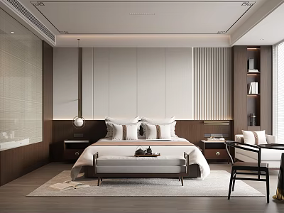 New Chinese Hotel Guest Room Big Bed Room Standard Bedroom 3d model