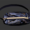 Colorful Marble Pattern Clutch Bag With Purple Metal Frame And Vibrant Blue Orange Texture Design