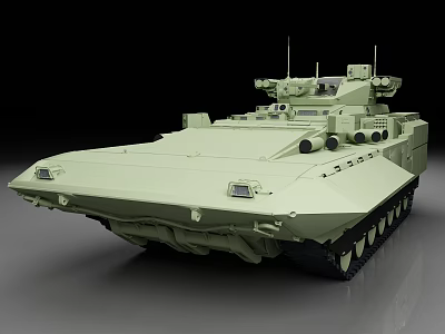 Modern Military Armored Vehicle with Tracked Chassis and Turret Weapon System 3d model