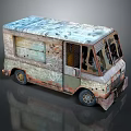 Vintage Weathered Food Truck With Rustic Exterior Chipped Paint And Metal Windows