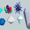 Colorful Crystal Decorative Ornament Set With Various Geometric Shapes And Vibrant Hues