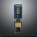 Blue Photo Phone Booth With Digital Screen Control Panel And Base Stand