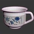 White Ceramic Mug With Blue Floral Patterns For Daily Living Essentials 3d model