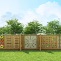Outdoor Playground Equipment Featuring Wooden Climbing Wall Colorful Rings Ladder Net And Climbing Holds