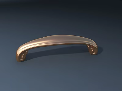 Elegant Golden Metal Handle With Curved Design And Decorative Ends 3d model