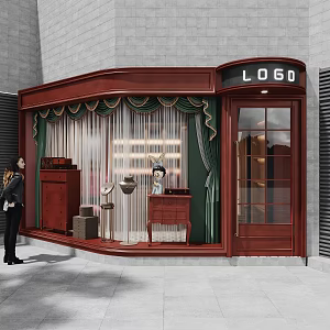 American Window Middle Ancient Jewelry Store Facade 3d model