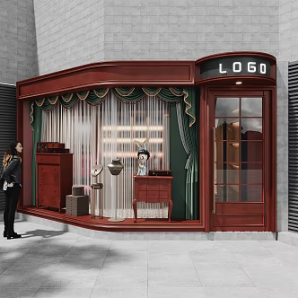 American Window Middle Ancient Jewelry Store Facade 3d model