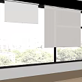 Roller Blinds on Window with City View Green Trees and Natural Light