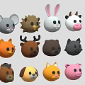 Cute Colorful Cartoon Animal Heads Collection With Various Animal Designs