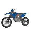 Blue Modern Off Road Motorcycle With Black Seat And Red Accents