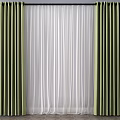 Green Velvet Curtains With White Sheer Panels Hanging In Modern Interior Design