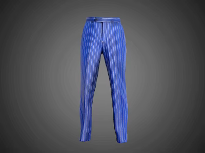 Stylish Blue Vertical Striped Pants with Classic Fit for Daily Outfit 3d model