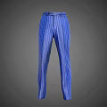 Stylish Blue Vertical Striped Pants with Classic Fit for Daily Outfit