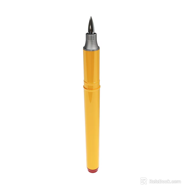 Yellow Hydraulic Shock Absorber Cylinder With Silver Metal Top And Smooth Surface 3d model 