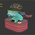 Cartoon Creature With NYX Hat Tongue Out White Mustache And Blue Tail On Stacked Books