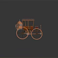 Vintage Wooden Horse Carriage With Copper Wheels Red Seats And Roof