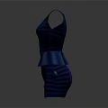 Stylish Blue Sleeveless V Neck Fitted Waist Peplum Hem Women's Dress Design