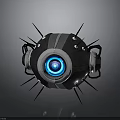 Futuristic Mechanical Sphere Device With Blue Glowing Center Metallic Spikes And Robotic Parts