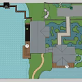 Modern Waterfront Landscape Design With Wooden Deck Greenery Pathways And Scenic Water