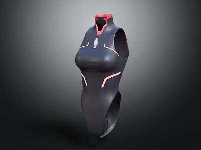 Chic Black Sleeveless Stylish Top With Pink Accents Modern Futuristic Design 3d model