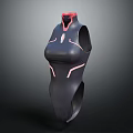 Chic Black Sleeveless Stylish Top With Pink Accents Modern Futuristic Design