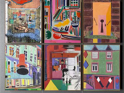 Colorful Abstract Paintings With Diverse Artistic Scenes And Vibrant Geometric Elements 3d model