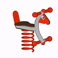 Building Blocks Spring Horse With Red Black Structure Brown Seat And Spring Base