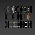 Colorful Sports Equipment Skateboards And Surfboards With Various Graphic Patterns And Designs