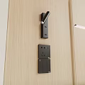 Black Wall Light Mounted On Light Wood Grain Wall With Socket And Switch Panel 3d model