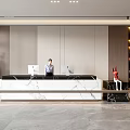 Company Front Desk Background Wall Reception Area Bar Desk Reception Desk Lobby Simple Lobby 3d model