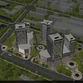 Aerial View Planning Of Modern Urban District With Tall Buildings Greenery And Roads