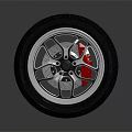 Sporty Tire Featuring Silver Alloy Wheel Red Brake Caliper And Aggressive Tread Pattern 3d model
