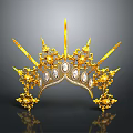 Golden Crown With Intricate Filigree Design And Sparkling Diamond Details