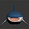 Blue and White Shark Toy Model with Gray Gradient Background and Reflection 3d model