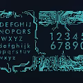 Modern Circuit Board Style Wall Decor With Turquoise Letters Numbers And Circuit Patterns