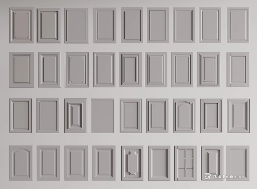 Various Cabinet Door Designs With Different Panel Styles And Patterns 3d model 