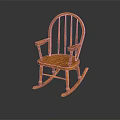 Elegant Orange Wooden Rocking Chair With Classic Design And Curved Armrests