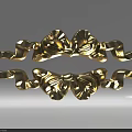 Exquisite Golden Bow Shaped Carved Decorative Metal Ornament Pair For Interior Design