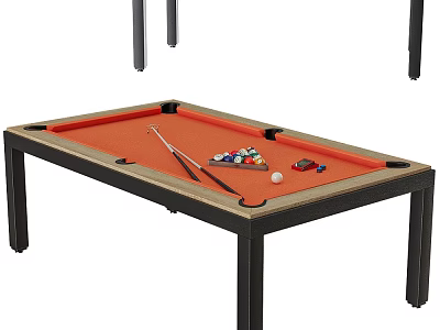 Modern Billiard Table With Orange Felt Surface Cue Balls And Score Counter For Sports Equipment 3d model