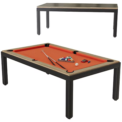 Modern Billiard Table With Orange Felt Surface Cue Balls And Score Counter For Sports Equipment 3d model