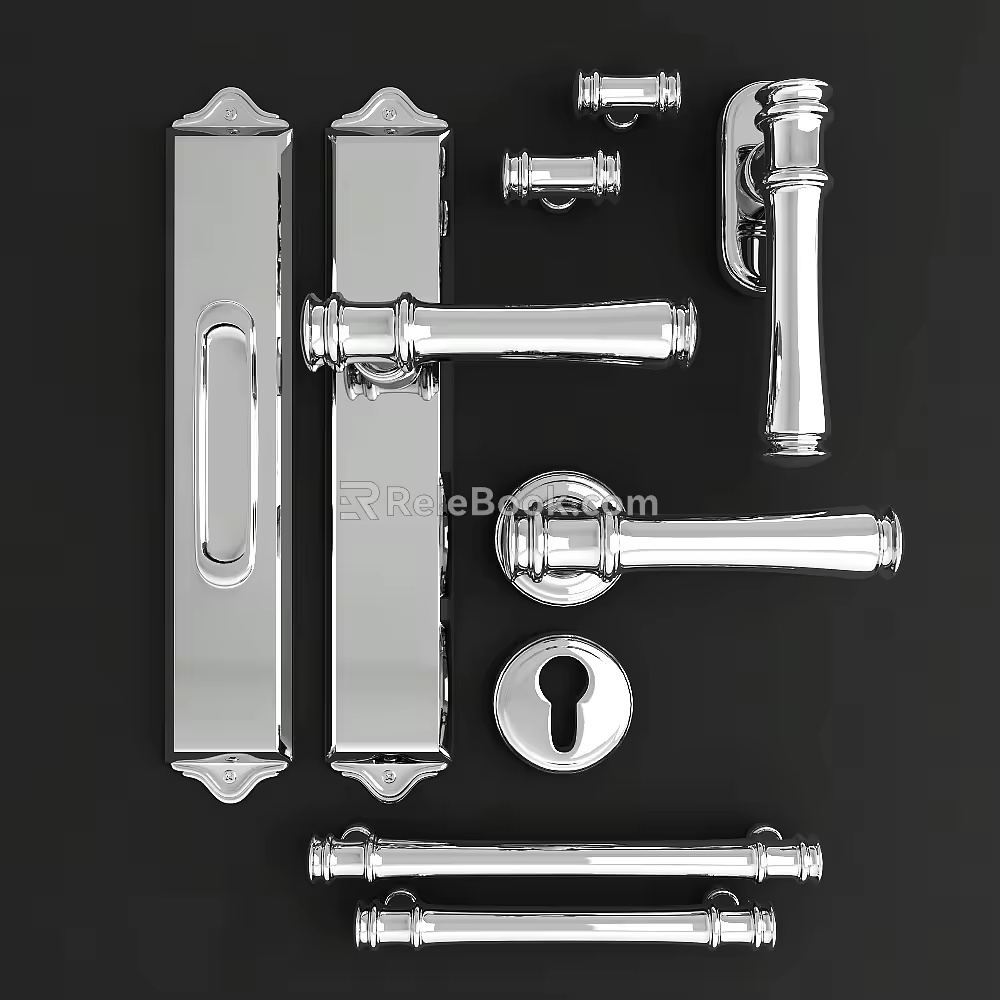 Hardware door lock handle 3d model