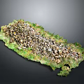 Detailed Terrain Model With Rock Piles Green Grass And Natural Topography