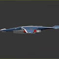 Blue Aerospace Spaceship Model Featuring Gray Details and Red Thrusters for Cosmic 3d model