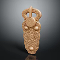 Golden Ornate Jewelry Pendant With Intricate Carvings Circular Hook And Traditional Decorative Patterns
