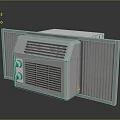 Modern Air Conditioner Fan With White Finish Control Panel And Grille Design 3d model