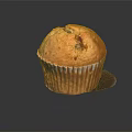 Fresh Baked Muffin With Chocolate Chips in Paper Liner on Black Background with Reflection