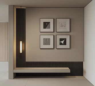 Modern Hanging Painting Combination Black and White Hanging Painting Art Painting 3d model