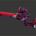 Red Futuristic Mechanical Weapon Arm With Cannon And Metallic Joints