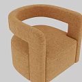 Stylish Brown Fabric Single Sofa With Curved Armrest And Black Round Base