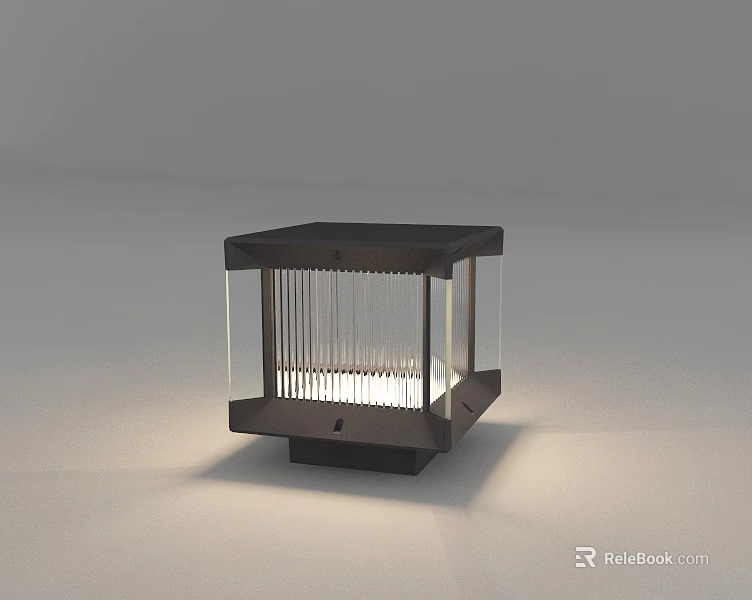Modern Square Outdoor Light With Transparent Glass Panels And Soft Illumination 3d model 